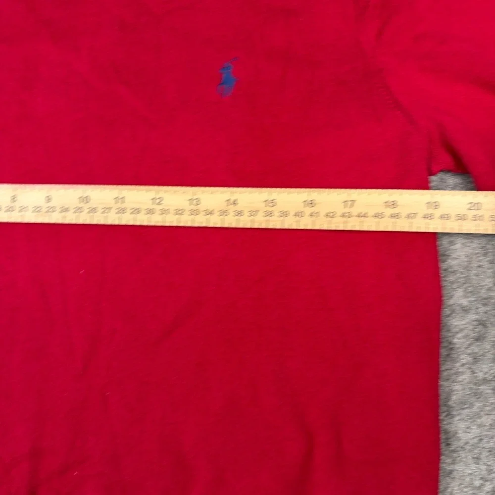 Polo Ralph Lauren V-Neck Sweater Mens Medium Red Pima Cotton Old Money Golf
